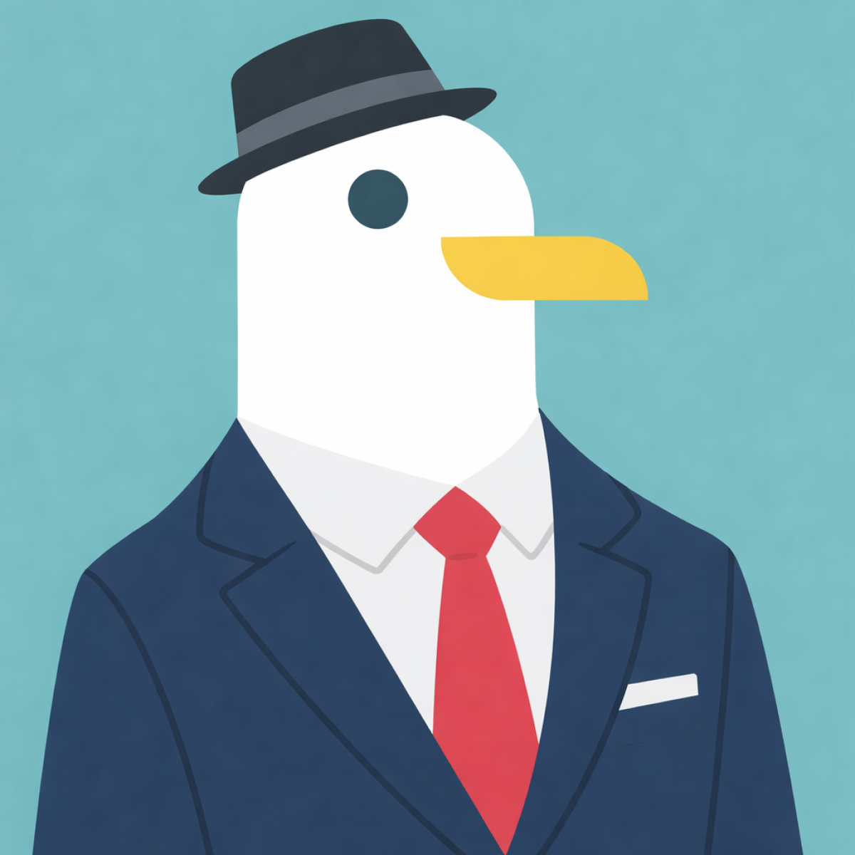 Dapper seagull in a suit logo