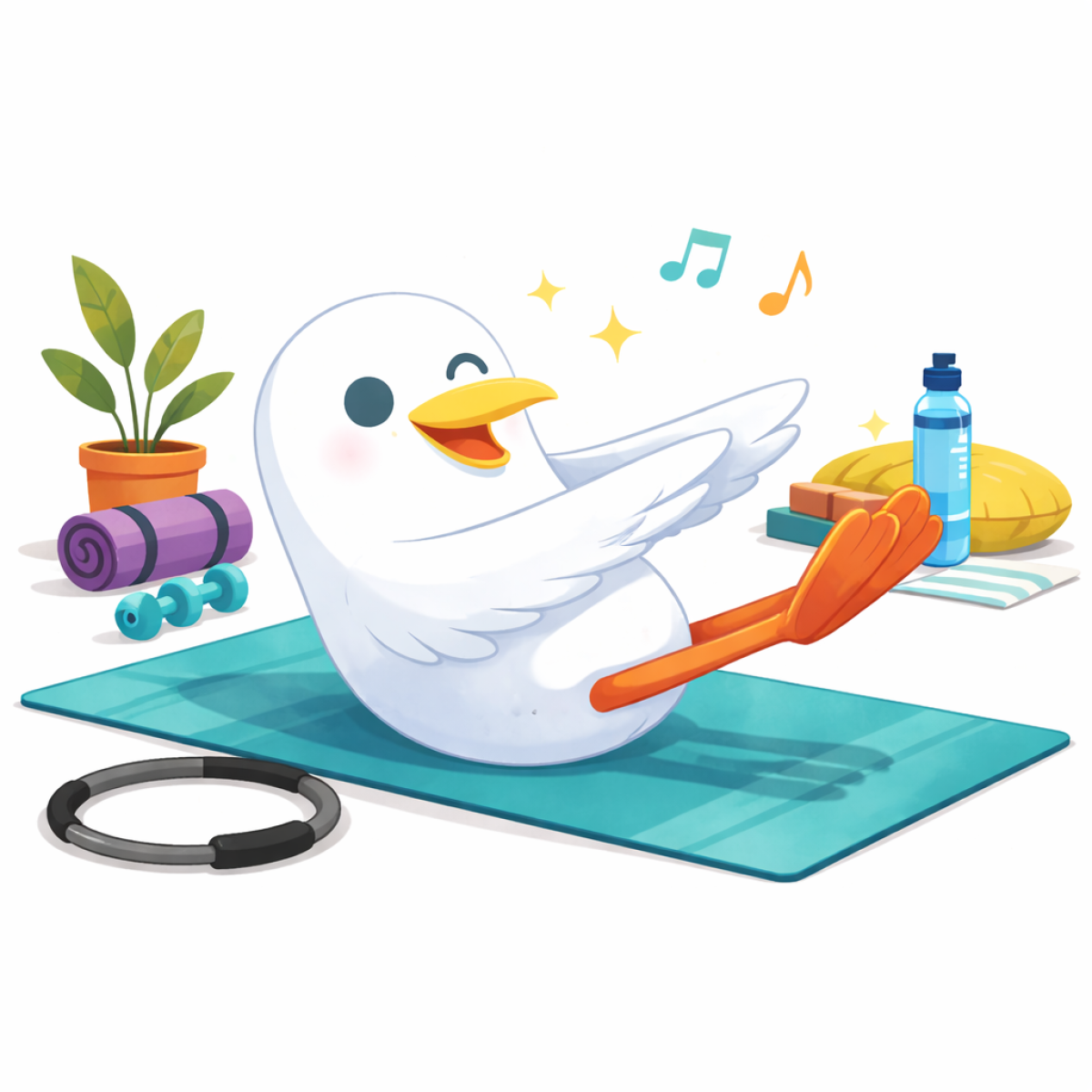 Seagull doing Pilates logo