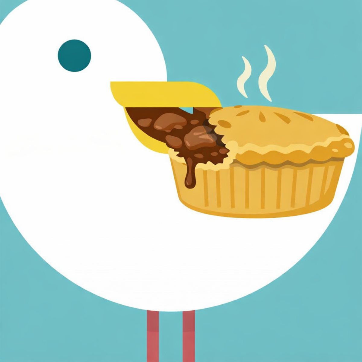 Seagull enjoying a steak pie logo