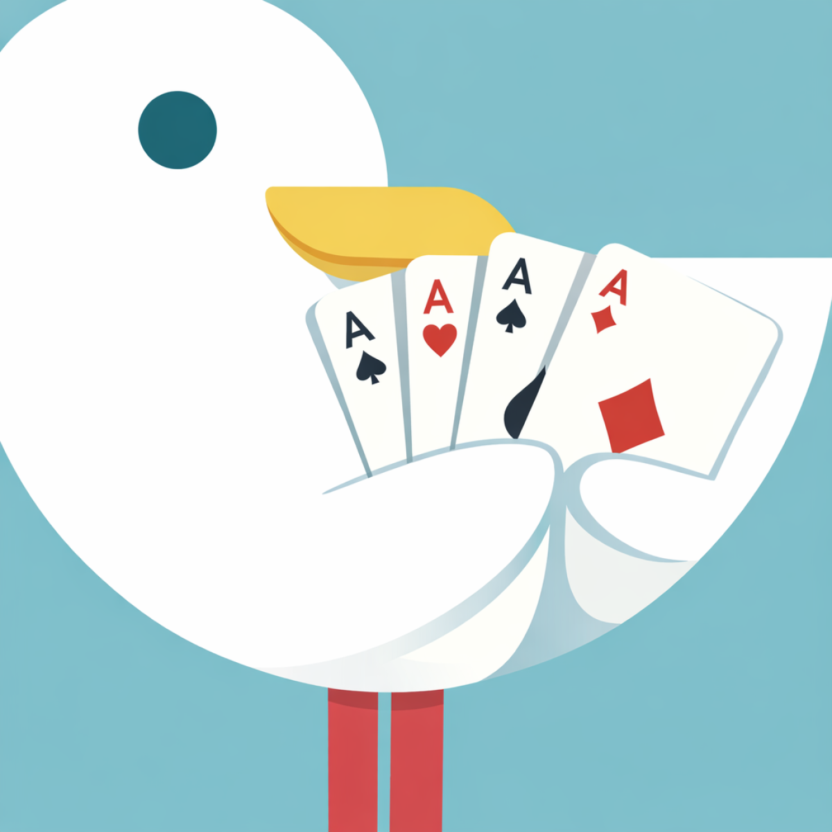 Seagull playing cards in turquoise backdrop