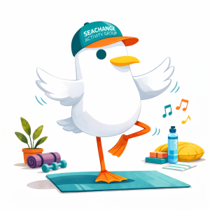 Seagull doing yoga logo