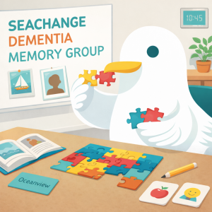 Seagull engages in memory puzzle activity logo